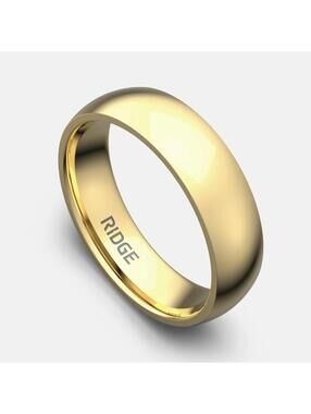 Ridge 24K Gold Tantalum Ring Size 8 Men’s 6mm Rounded Wedding Band NEW